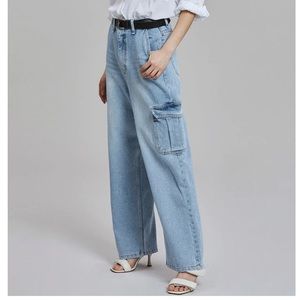 FRANKIE SHOP KAI CARGO DENIM PANTS - WORN WASH